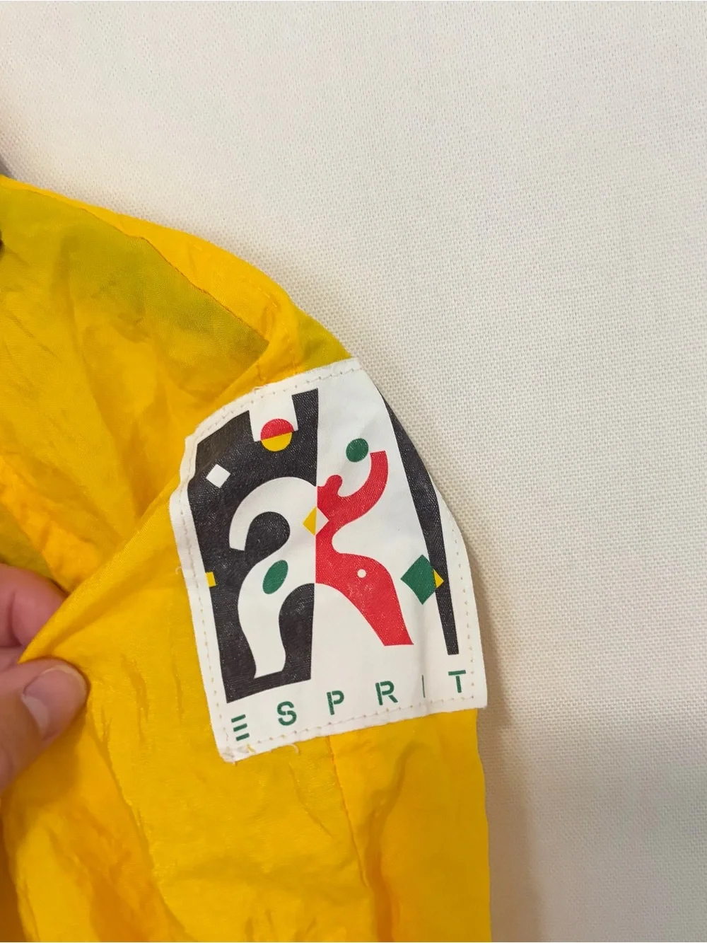 VTG 90s Esprit yellow hooded windbreaker Jacket Girls Youth 4–5 Years Colorful